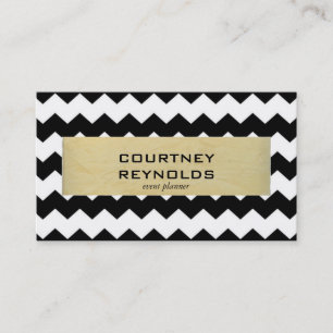 Carte De Visite Motif Chevron Noir et Blanc Rétro Jaune