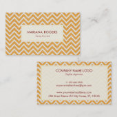 Carte De Visite Motif Chevron orange et blanc (Devant / Derrière)