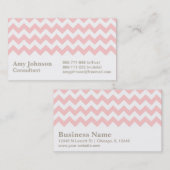 Carte De Visite Motif Chevron Rose et Blanc (Devant / Derrière)