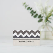 Carte De Visite Motif Chevron Zigzag gris et blanc (Debout devant)
