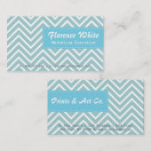 Carte De Visite Motif chic et élégant, bleu et blanc de chevron (Devant / Derrière)