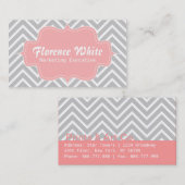 Carte De Visite Motif chic et élégant, gris et blanc de chevron (Devant / Derrière)