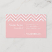 Carte De Visite Motif chic et élégant, rose et blanc de chevron (Dos)
