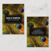 Carte De Visite Motif chic Peacock Feathers (Devant / Derrière)