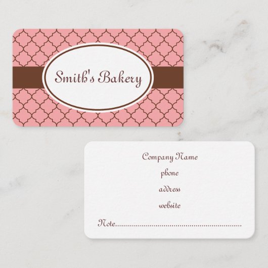 Carte de visite motif chocolat rose (Devant / Derrière)