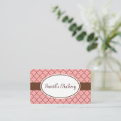 Carte de visite motif chocolat rose (Debout devant)