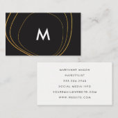 Carte De Visite Motif circulaire contemporain avec Monogramme (Devant / Derrière)