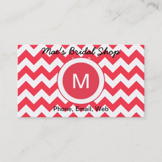 Carte De Visite Motif classique Cherry Red Chevron (Devant)
