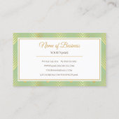 Carte De Visite Motif classique vert et or avec nom d'entreprise (Dos)