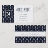 Carte De Visite Motif Coeurs Et Ancres (Devant / Derrière)