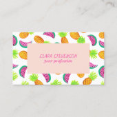 Carte De Visite motif coloré de pastèque d'ananas d'aquarelle (Devant)