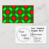 Carte De Visite Motif complexe rouge et vert (Devant / Derrière)