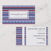Carte de visite motif corail, marine et bleu (Devant / Derrière)