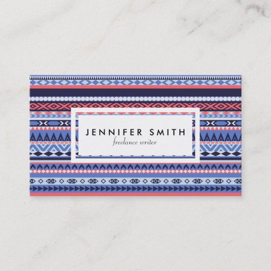 Carte de visite motif corail, marine et bleu (Devant)