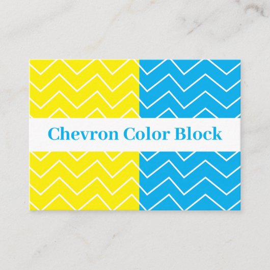 Carte De Visite Motif couleur bleu jaune blanc Chevron (Devant)