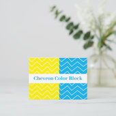 Carte De Visite Motif couleur bleu jaune blanc Chevron (Debout devant)