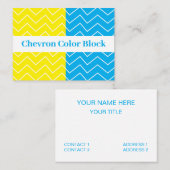 Carte De Visite Motif couleur bleu jaune blanc Chevron (Devant / Derrière)