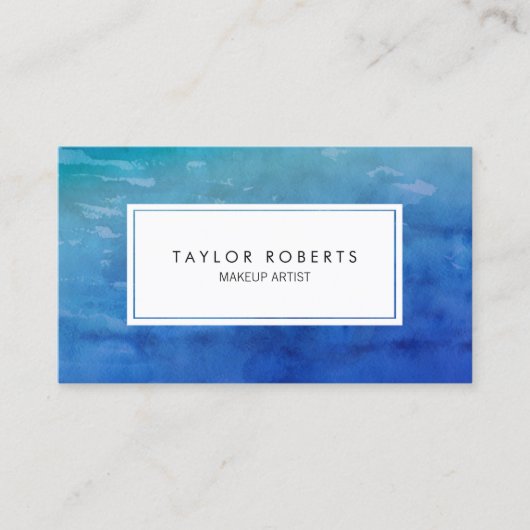 Carte De Visite Motif créatif de maquillage bleu aquarelle (Devant)