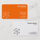 Carte De Visite Motif Cube Isométrique - Orange/Blanc (Devant / Derrière)
