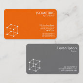 Carte De Visite Motif Cube Isométrique - Orange/Gris (Devant / Derrière)