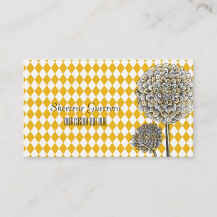 Carte De Visite Motif Dahlia Flower Harlequin Mustard