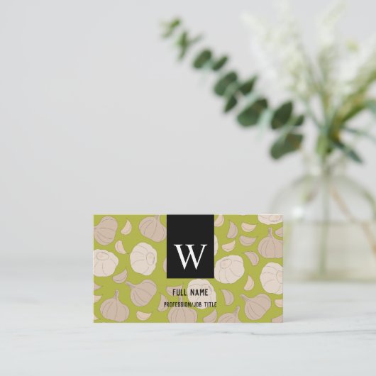 Carte De Visite Motif d'ail - Ail Cloches & Bulb Cook Chef (Debout devant)