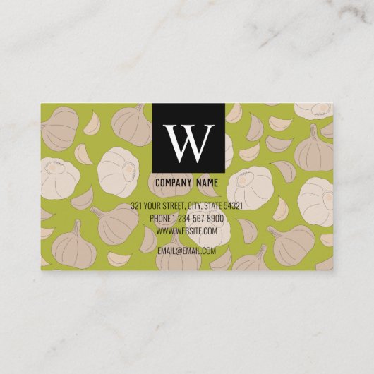 Carte De Visite Motif d'ail - Ail Cloches & Bulb Cook Chef (Dos)