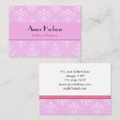 Carte De Visite Motif Damas, Damas rose, Damas français (Devant / Derrière)