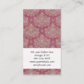 Carte De Visite Motif Damas, Damas rose, Damas français (Dos)