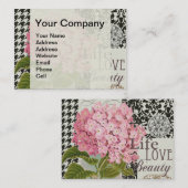 Carte De Visite Motif Damas Décor Floral Joli (Devant / Derrière)