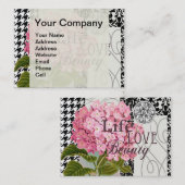 Carte De Visite Motif Damas Décor Floral Joli (Devant / Derrière)