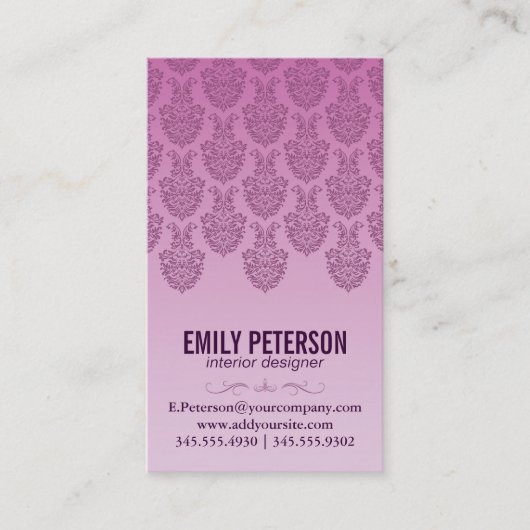 Carte De Visite Motif Damas (violet) (Devant)