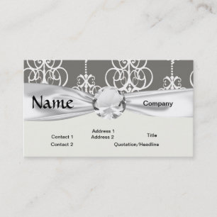 Carte De Visite motif damassé blanc et gris