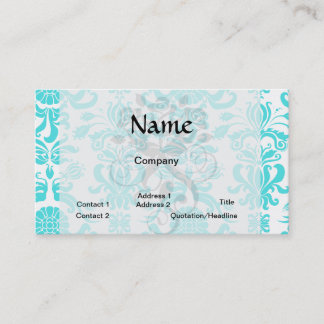 Carte De Visite motif damassé bleu aqua et blanc complexe