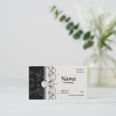 Carte De Visite motif damassé noir en faux dentelle (Debout devant)