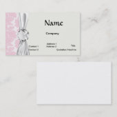 Carte De Visite motif damassé rose et blanc doux (Devant / Derrière)