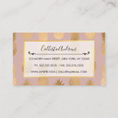 Carte De Visite Motif d'ananas rose mauve doré moderne (Dos)