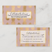 Carte De Visite Motif d'ananas rose mauve doré moderne (Devant / Derrière)