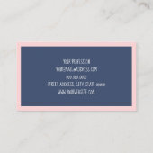 Carte De Visite motif d'ancrage bleu marine à rayure rose marine (Dos)