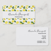 Carte De Visite Motif d'aquarelle aux citrons jaunes (Devant / Derrière)