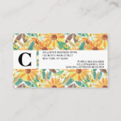 Carte De Visite Motif d'aquarelle de tournesol d'été jaune (Dos)