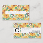 Carte De Visite Motif d'aquarelle de tournesol d'été jaune (Devant / Derrière)