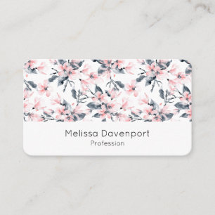 Carte De Visite Motif d'aquarelle rose et gris