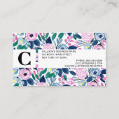 Carte De Visite Motif d'aquarelle Sweet Rose Navy Flowers (Dos)