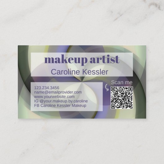 Carte De Visite Motif d'art Abstrait noir violet foncé vert pâle (Dos)