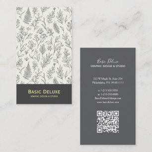 Carte De Visite Motif d'art en ligne botanique minimaliste sans co