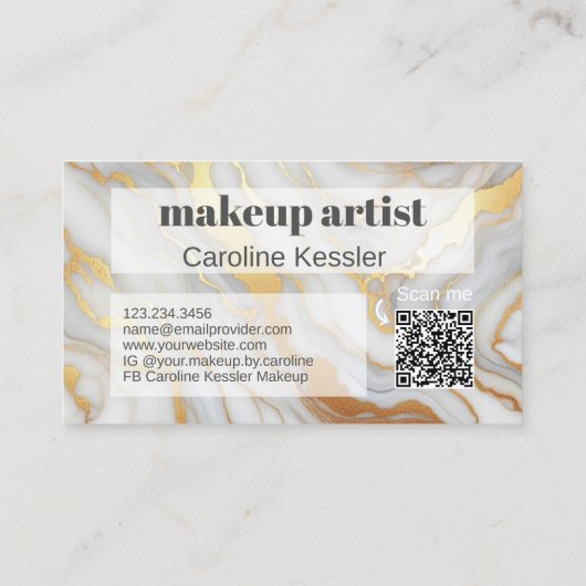 Carte De Visite Motif d'art en marbre blanc gris clair classique (Dos)