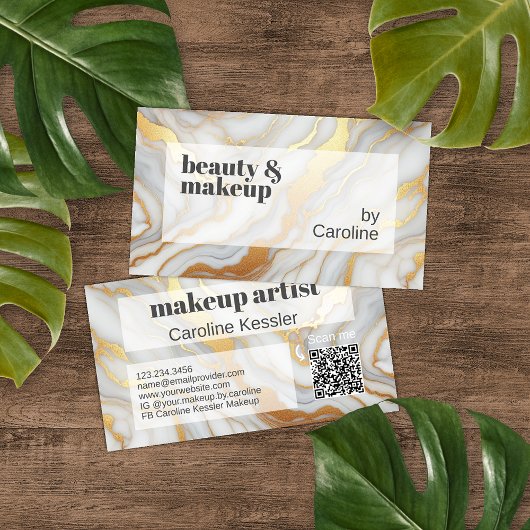 Carte De Visite Motif d'art en marbre blanc gris clair classique