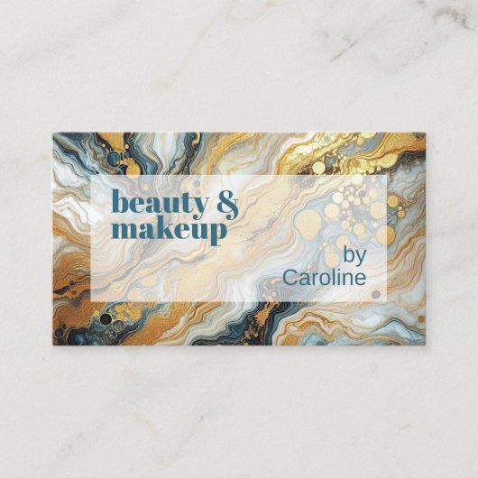 Carte De Visite Motif d'art en marbre blanc gris Turquoise foncé (Devant)