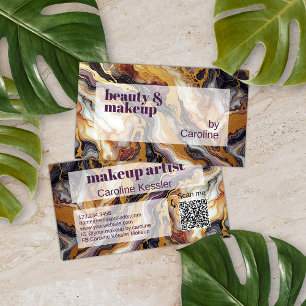 Carte De Visite Motif d'art en marbre blanc noir violet